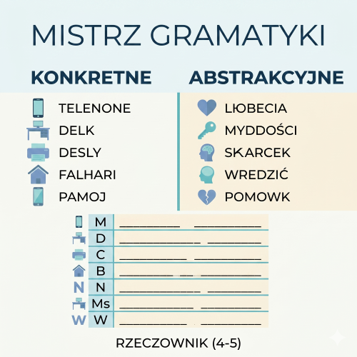 Karta pracy rzeczownik dla klas 4-5