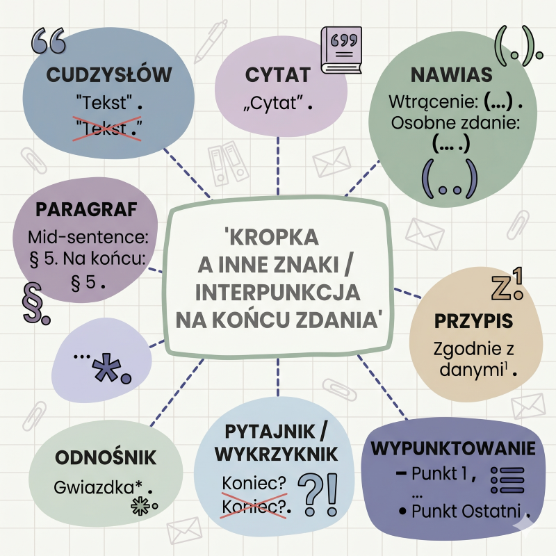 Interpunkcyjny tor przeszkód: Kropka a cudzysłów, przypis i nawias