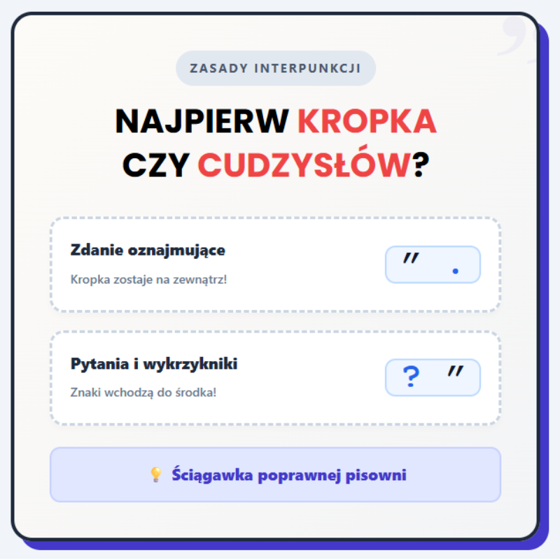 Najpierw kropka czy cudzysłów
